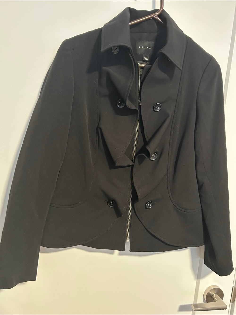 Tribal Black Women's Fitted Blazer with Zip Front